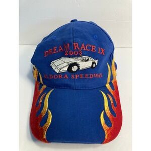 Dream Race IX 2003 Cap Hat Blue Red‎ Flames Eldora Speedway Adjustable Vintage